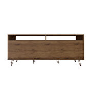 62.99 TV stand with metal legs and 2 drawers in nature and textured gray by Manhattan Comfort additional picture 4