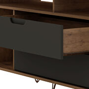 62.99 TV stand with metal legs and 2 drawers in nature and textured gray by Manhattan Comfort additional picture 7