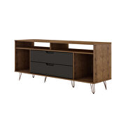 62.99 TV stand with metal legs and 2 drawers in nature and textured gray by Manhattan Comfort additional picture 8