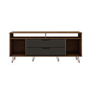62.99 TV stand with metal legs and 2 drawers in nature and textured gray by Manhattan Comfort additional picture 9