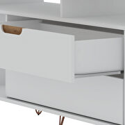 62.99 TV stand with metal legs and 2 drawers in off white and nature additional photo 2 of 11
