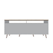 62.99 TV stand with metal legs and 2 drawers in off white and nature additional photo 4 of 11