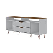 62.99 TV stand with metal legs and 2 drawers in off white and nature by Manhattan Comfort additional picture 7