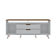 62.99 TV stand with metal legs and 2 drawers in off white and nature by Manhattan Comfort additional picture 8