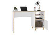 2-shelf mid-century office desk in white by Manhattan Comfort additional picture 4