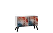 Mid-century- modern double side table 2.0 with 3 shelves in multi color red and blue by Manhattan Comfort additional picture 2