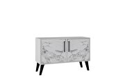 Mid-century- modern double side table 2.0 with 3 shelves in white marble by Manhattan Comfort additional picture 2