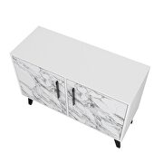 Mid-century- modern double side table 2.0 with 3 shelves in white marble by Manhattan Comfort additional picture 9