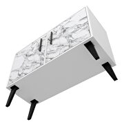 Mid-century- modern double side table 2.0 with 3 shelves in white marble by Manhattan Comfort additional picture 10