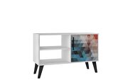 Mid-century- modern 35.43 TV stand with 3 shelves in multi color red and blue by Manhattan Comfort additional picture 2