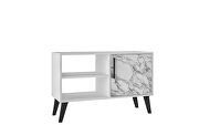 Mid-century- modern 35.43 TV stand with 3 shelves in white marble by Manhattan Comfort additional picture 2