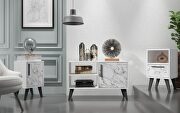 Mid-century- modern 35.43 TV stand with 3 shelves in white marble by Manhattan Comfort additional picture 5