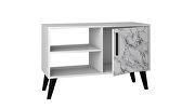 Mid-century- modern 35.43 TV stand with 3 shelves in white marble by Manhattan Comfort additional picture 6