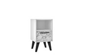 Mid-century- modern nightstand 1.0 with 1 shelf in white marble by Manhattan Comfort additional picture 2