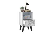 Mid-century- modern nightstand 1.0 with 1 shelf in white marble by Manhattan Comfort additional picture 4