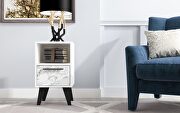 Mid-century- modern nightstand 1.0 with 1 shelf in white marble by Manhattan Comfort additional picture 5