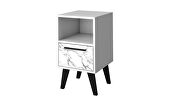 Mid-century- modern nightstand 1.0 with 1 shelf in white marble by Manhattan Comfort additional picture 6
