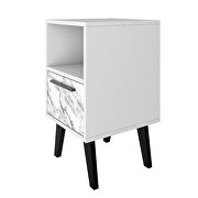 Mid-century- modern nightstand 1.0 with 1 shelf in white marble by Manhattan Comfort additional picture 7