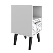 Mid-century- modern nightstand 1.0 with 1 shelf in white marble by Manhattan Comfort additional picture 8