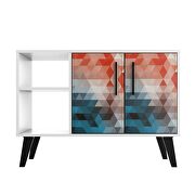 Mid-century- modern 35.43 sideboard with 4 shelves in multi color red and blue by Manhattan Comfort additional picture 5