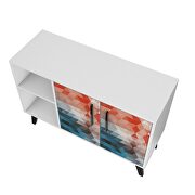 Mid-century- modern 35.43 sideboard with 4 shelves in multi color red and blue by Manhattan Comfort additional picture 8