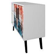 Mid-century- modern 35.43 sideboard with 4 shelves in multi color red and blue by Manhattan Comfort additional picture 9