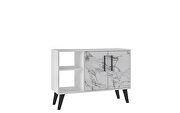 Mid-century- modern 35.43 sideboard with 4 shelves in white marble by Manhattan Comfort additional picture 2