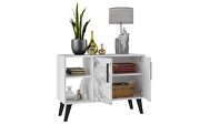Mid-century- modern 35.43 sideboard with 4 shelves in white marble by Manhattan Comfort additional picture 4