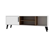 Mid-century- modern 63 TV stand with 4 shelves in white and oak by Manhattan Comfort additional picture 2