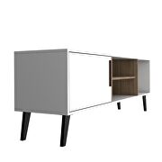 Mid-century- modern 63 TV stand with 4 shelves in white and oak by Manhattan Comfort additional picture 7