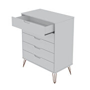 5-drawer tall dresser with metal legs in white additional photo 4 of 11