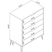 5-drawer tall dresser with metal legs in off white and nature by Manhattan Comfort additional picture 2