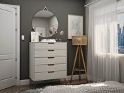 5-drawer tall dresser with metal legs in off white and nature by Manhattan Comfort additional picture 3