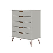 5-drawer tall dresser with metal legs in off white and nature by Manhattan Comfort additional picture 9