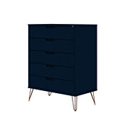 5-drawer tall dresser with metal legs in tatiana midnight blue by Manhattan Comfort additional picture 11