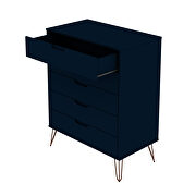 5-drawer tall dresser with metal legs in tatiana midnight blue by Manhattan Comfort additional picture 4