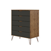 5-drawer tall dresser with metal legs in nature and textured gray by Manhattan Comfort additional picture 11