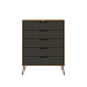 5-drawer tall dresser with metal legs in nature and textured gray by Manhattan Comfort additional picture 12