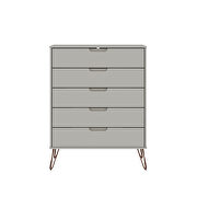 5-drawer tall dresser with metal legs in off white by Manhattan Comfort additional picture 4