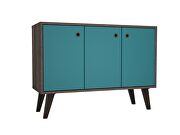Mid-century- modern 35.43 sideboard 2.0 with 3 shelves in oak and aqua blue by Manhattan Comfort additional picture 2