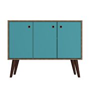 Mid-century- modern 35.43 sideboard 2.0 with 3 shelves in oak and aqua blue by Manhattan Comfort additional picture 5