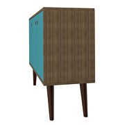 Mid-century- modern 35.43 sideboard 2.0 with 3 shelves in oak and aqua blue by Manhattan Comfort additional picture 7
