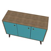 Mid-century- modern 35.43 sideboard 2.0 with 3 shelves in oak and aqua blue by Manhattan Comfort additional picture 8