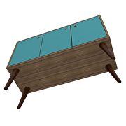 Mid-century- modern 35.43 sideboard 2.0 with 3 shelves in oak and aqua blue by Manhattan Comfort additional picture 9