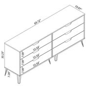6-drawer double low dresser with metal legs in white additional photo 2 of 12