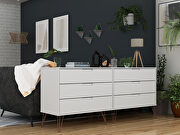6-drawer double low dresser with metal legs in white additional photo 3 of 12