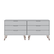 6-drawer double low dresser with metal legs in white additional photo 4 of 12