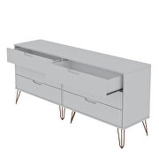 6-drawer double low dresser with metal legs in white additional photo 5 of 12