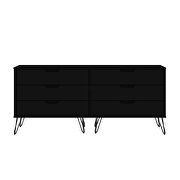 6-drawer double low dresser with metal legs in black by Manhattan Comfort additional picture 11