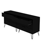 6-drawer double low dresser with metal legs in black by Manhattan Comfort additional picture 4